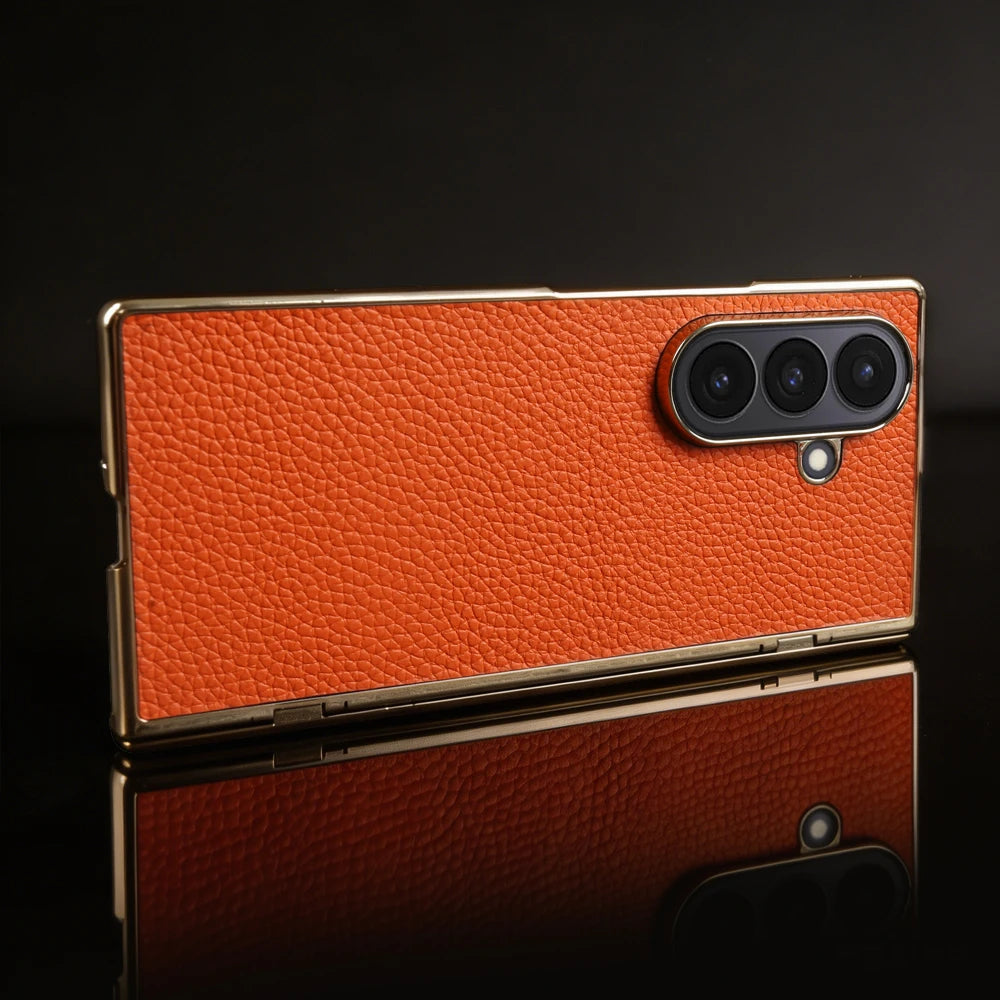 Genuine Leather Case For Samsung Galaxy Z Fold 7 6 5 4 3 fold4 fold3 Fold5 Fold6 Fold7 phone Cover Cases Fundas Coque Shell Capa