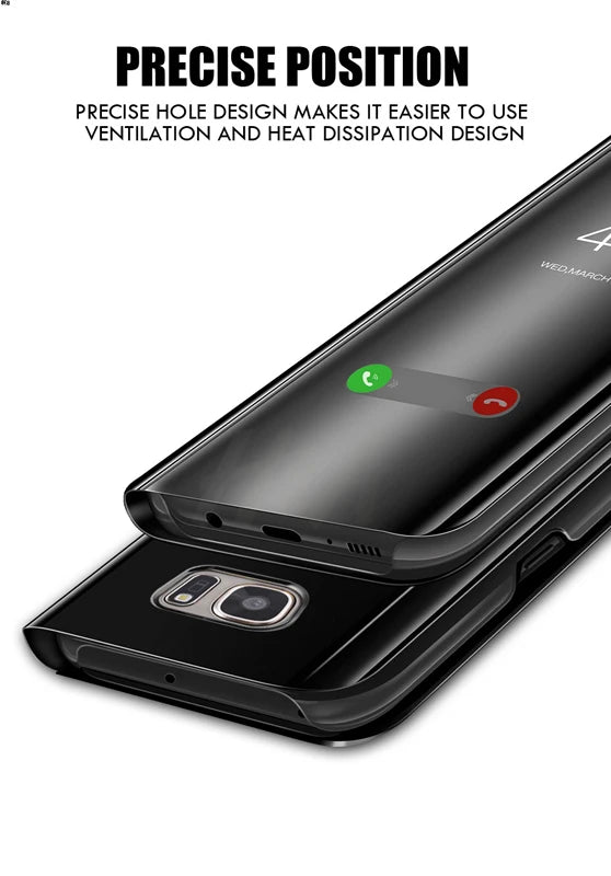 For Samsung Galaxy S26 S25 Ultra Plus FE Edge 5G Smart Mirror Protector Case Flip Holder Shockproof Cover Sumsung S26 Pro Fundas