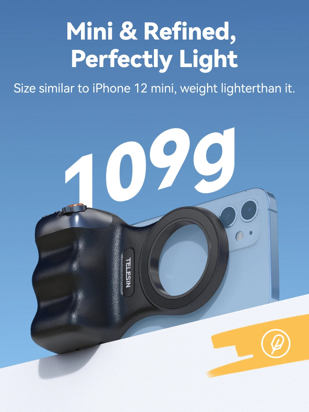 TELESIN Magnetic Phone Camera Shutter Grip and Fill Light Set Shooting Aid Remote Control Handle for Iphone HUAWEI SAMSUNG Phone