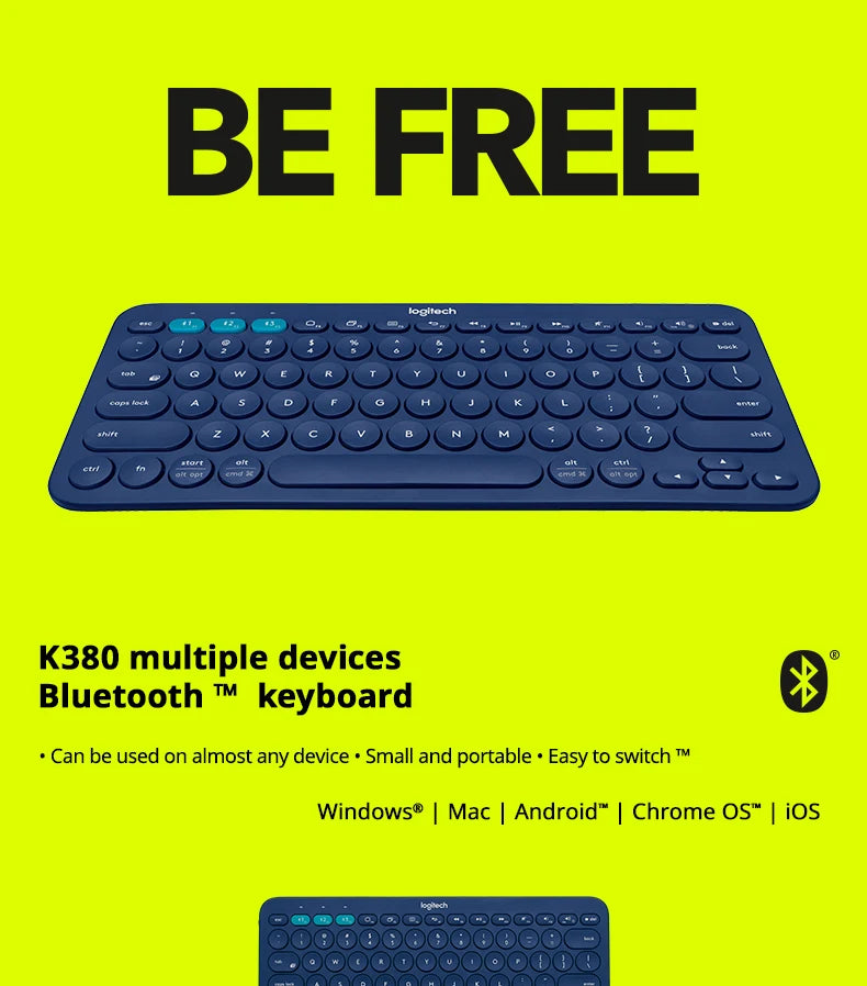 Logitech K380 Wireless Bluetooth Network Red Keyboard Tablet iPad Office