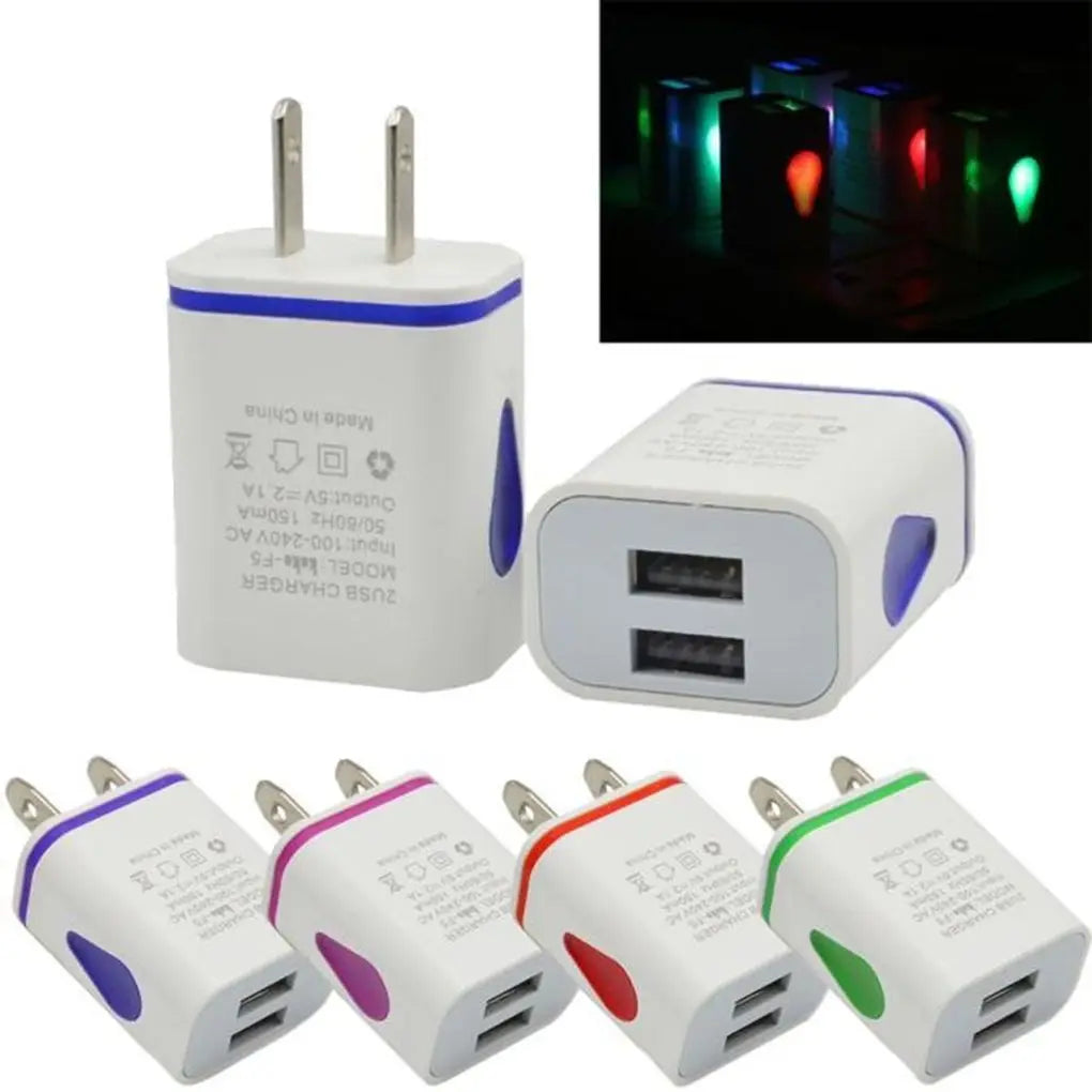 USB Wall Charger for Samsung Xiaomi Dual Port 2A Output Travel Plug Power Adapter Compatible for Phone EU/US Plug