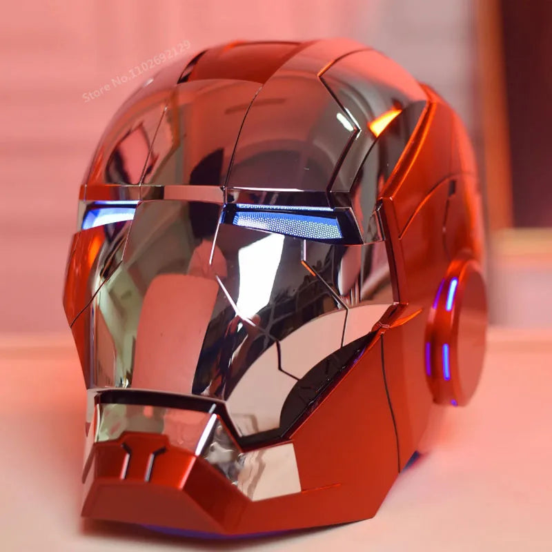 New AutoKing 1:1 Mk5 Iron Man Helmet Cosplay Voice Control Eyes with Light Model Toys for Adult Electric Wearable Christmas Gift