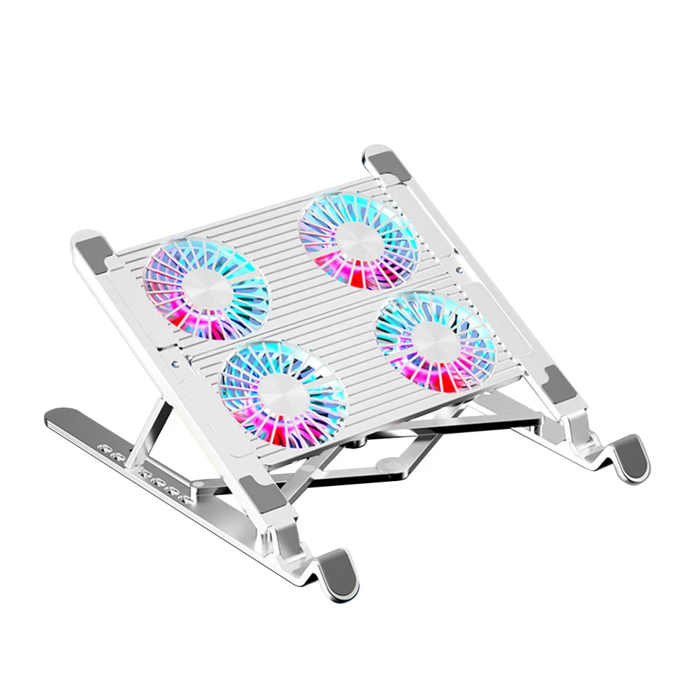 Laptop Cooling Pad with 2/4 Fans, Foldable Laptop Cooling Fan, RGB Silent Portable Laptop Holder, for 11-17.3 Inch Laptops - WinSupport Tech