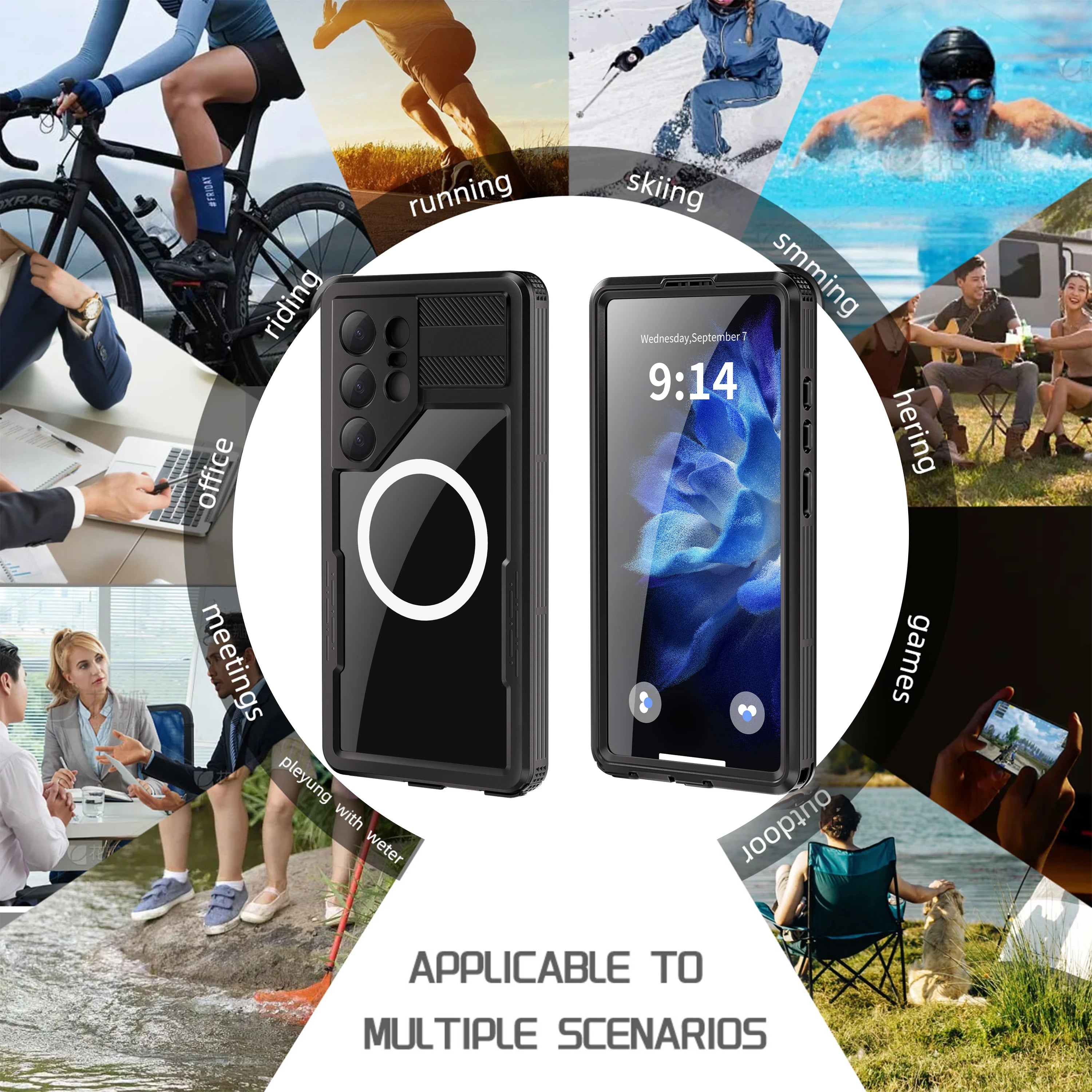 IP68 Waterproof Phone Case with Magnetic Lanyard for Samsung Galaxy S25 Ultra S24 (Note: S23 does not have a magnetic feature)