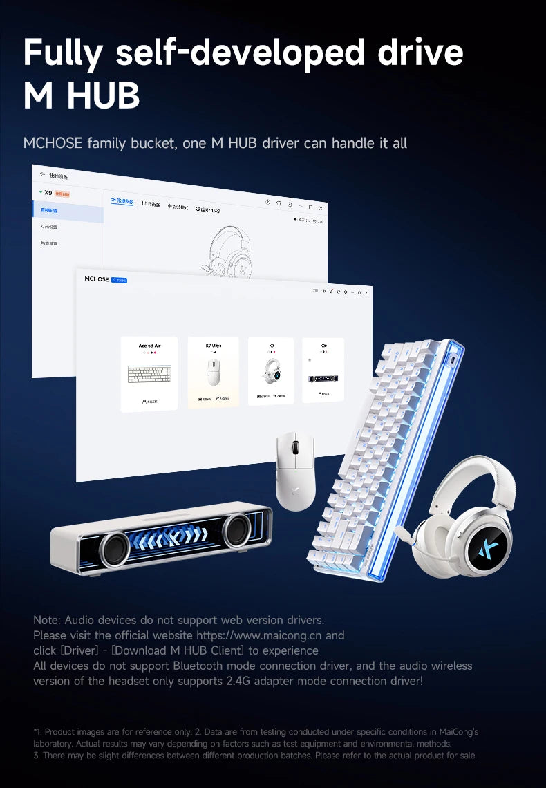 MCHOSE X9 Wireless Headworn Game 7.1 Headset Bluetooth 2.4G Three Mode E-sports Noise Reduction Headset Headset FPS for Gifts
