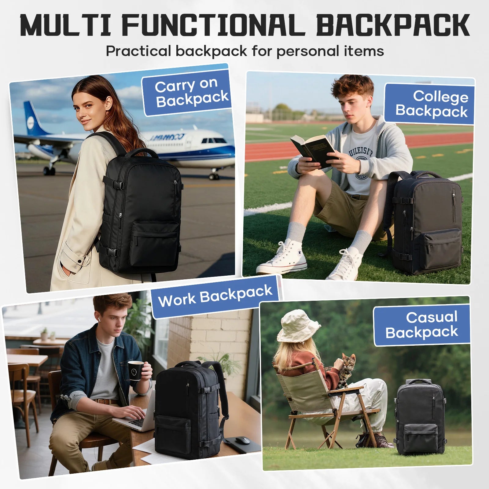 Easyjet Cabin Bag 45x36x20 Vacuum Travel Backpack, Hand Luggage Business Laptop Women Men Backpack Work Bag, Vacuum Storage Bags