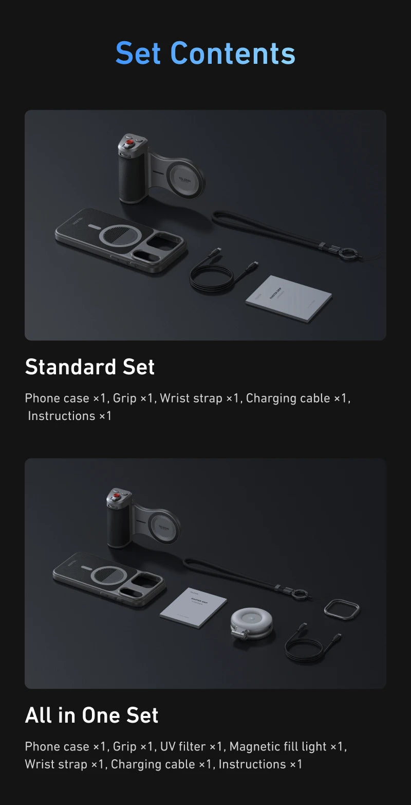 TELESIN Master Grip Kit for iPhone 17 Pro ProMax Phone Camera Magnetic Grip Graphene Case for iPhone Cooling Phone Handle Holder