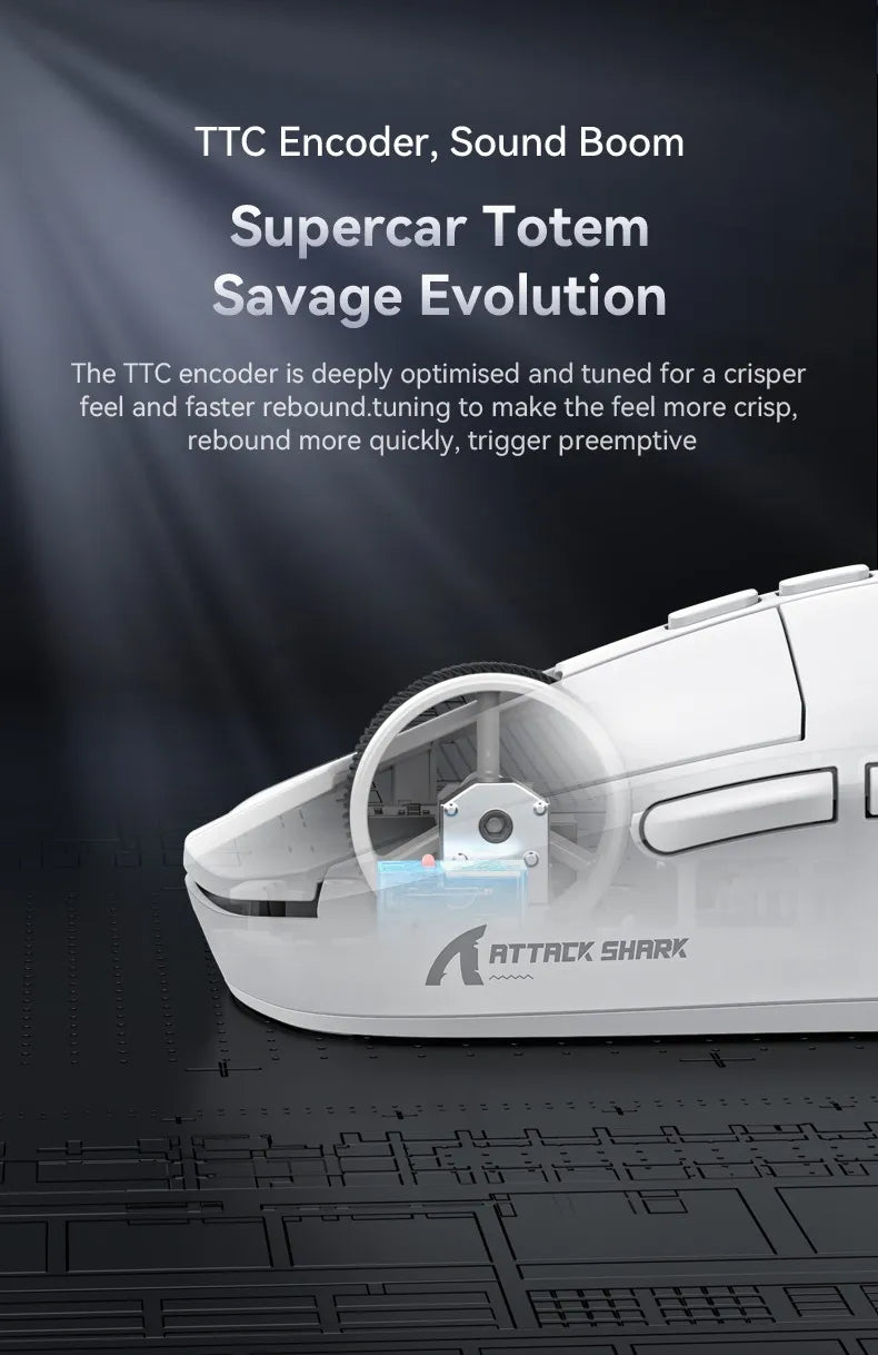 ATTACK SHARK X6 Wireless Macro Gaming Mouse PAW3395 26000 DPI Tri-Mode Wired/2.4G/BT5.2 Connection Magnetic Charging Base Mouse