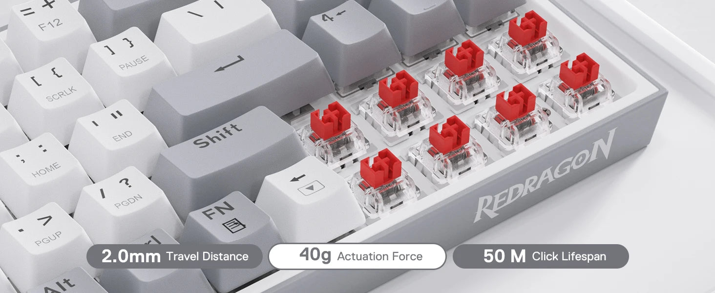 Redragon K628 75% Wired RGB Gaming Keyboard, 78 Keys Hot-Swappable Compact Mechanical Keyboard Hot-Swap Socket,  Red Switch