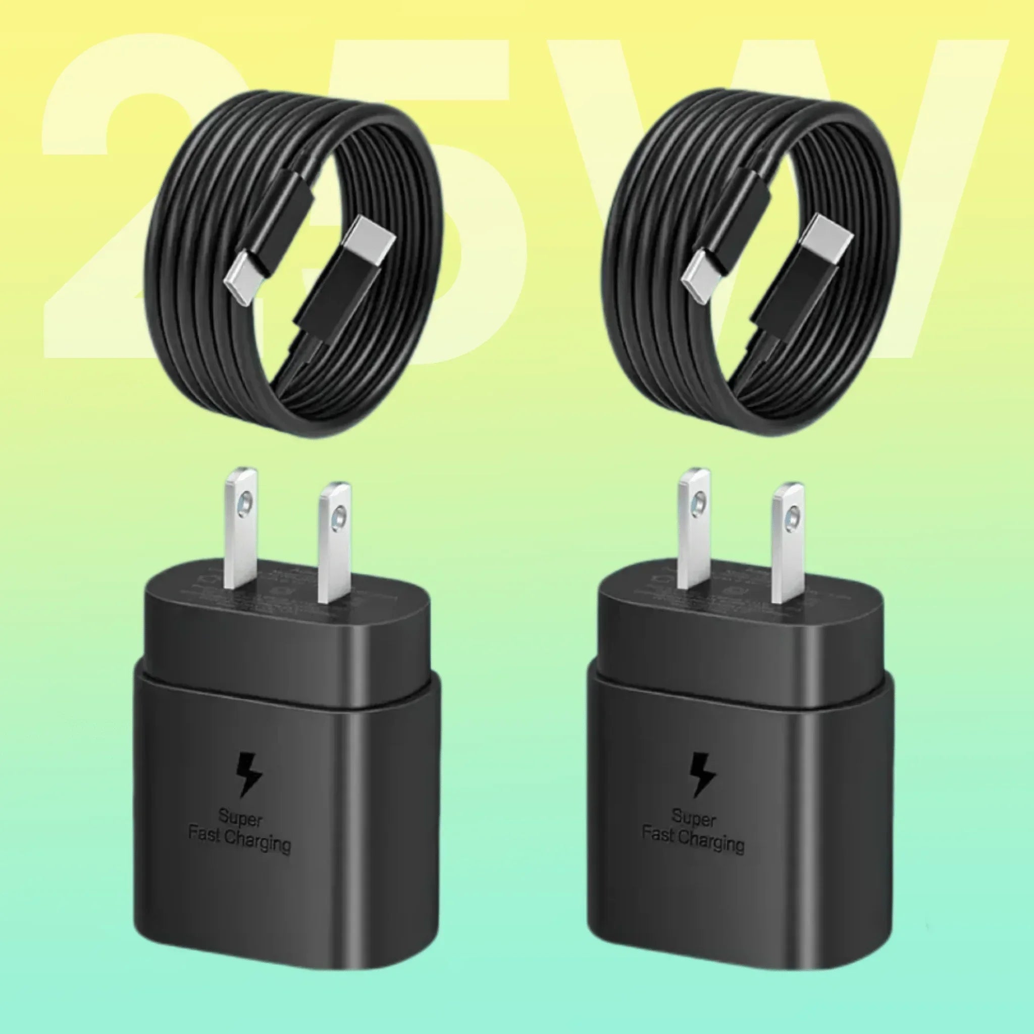 [25W Fast Charger with Cable] 2/4 Pack 25W USB-C Fast Charger with Cable, Super US Plug, 110V-130V Galaxy S24 Ultra/S24/S24+