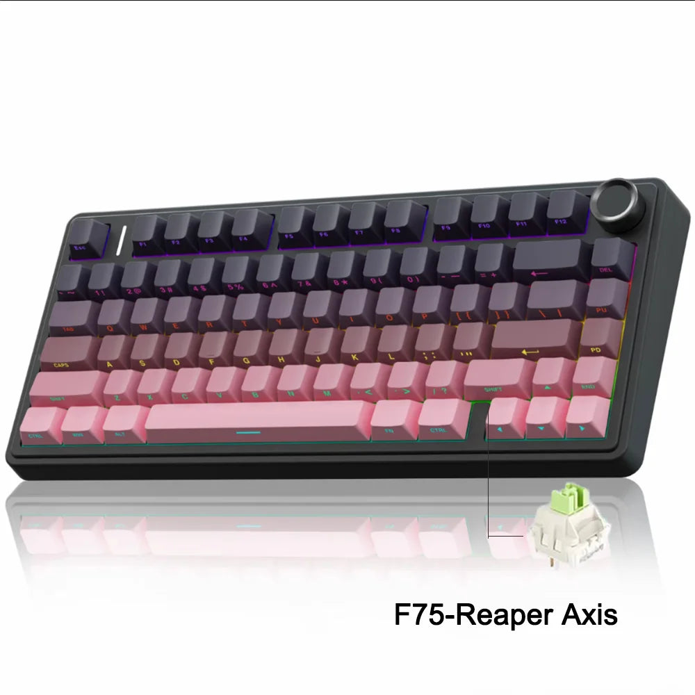 AULA F75 2.4G Wireless/Bluetooth/Wired Gaming Mechanical Keyboard RGB Customized 75% Layout OEM Profile Gasket Structure - WinSupport Tech