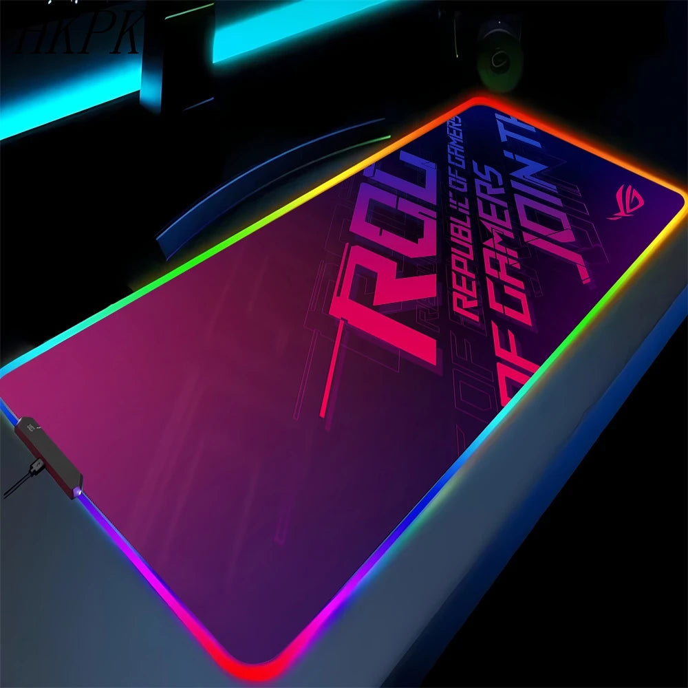 Black Mouse Pad Asus Rgb Gaming Mause Mat Anime Mats Gamer Rug Pc Xxl Cute Pads Large Game Keyboard Carpet Backlight Mousepad