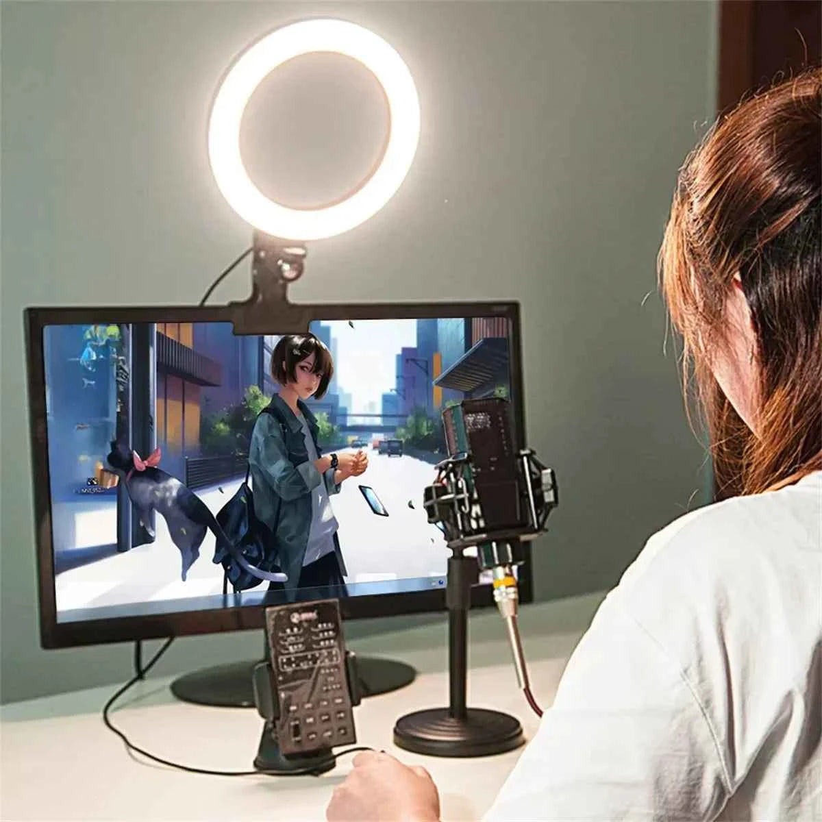LED Selfie Ring Light 6-inch USB Plug 3-tone Lighting Photography Light Video Recording Live Broadcast Fill Light