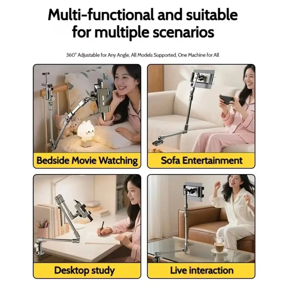 Adjustable Tablet Stand 360-degree Rotation 3 Sections Arms Bedside Phone Holder Portable Foldable Lazy Bracket