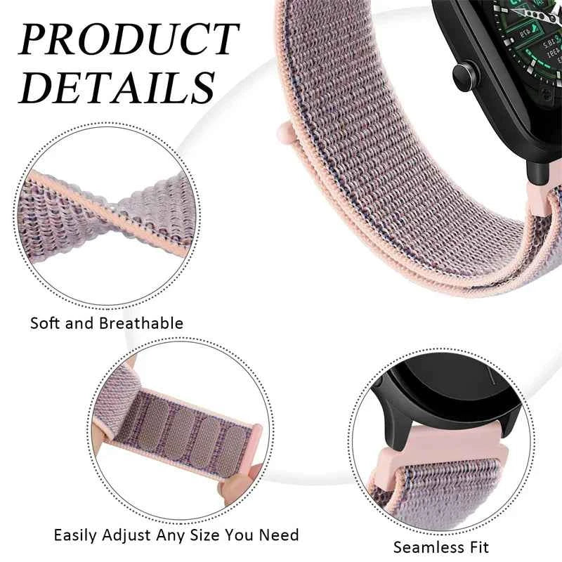 Nylon Loop Band For Amazfit GTS 4/3/3pro/2e/GTS 2 Mini/GTR 4 47mm/GTR 2/Stratos 2 3 Strap For Amazfit Bip 3 Pro Correa