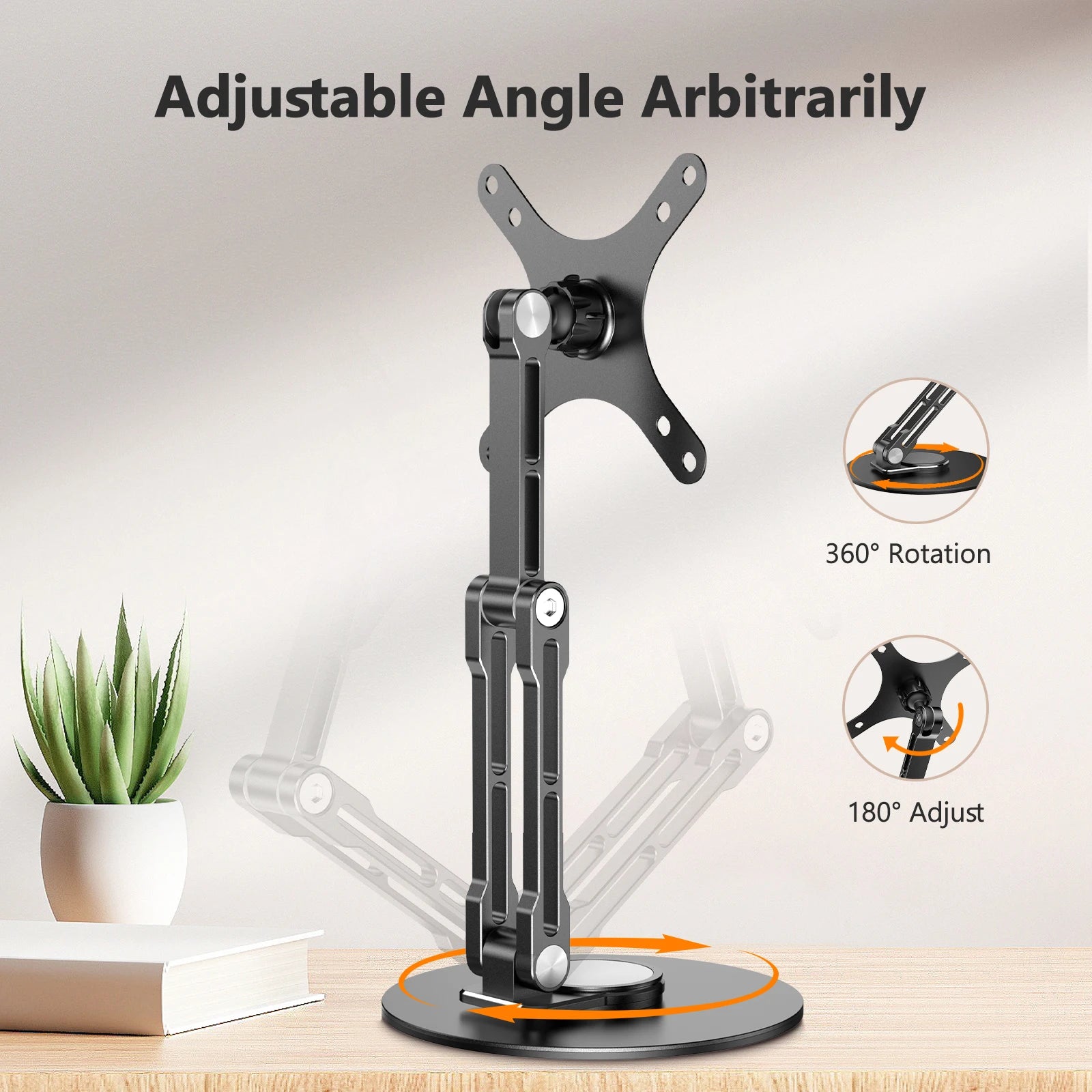 UPERFECT Single Monitor Stand VESA Mount for 12-22 Inch Screens Free-Standing Monitor Riser with Swivel Tilt Rotation Adjustable