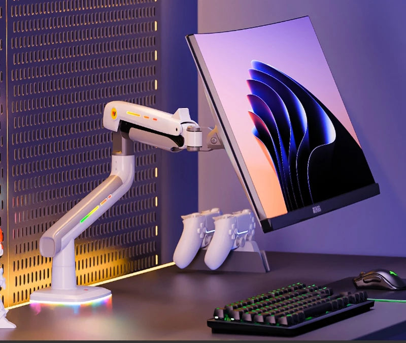NB G60 E5 F5 Gaming Monitor Arm 32-60 Inch Curved Arc Screen Desktop 2-20kgs Ultra Wide Monitor Holder Mount with RGB Light