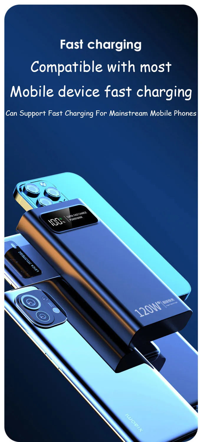 2026 CCC Certified 200000mAh 740Wh 120W Super Fast Charging Power Bank LED Digital Display Long Lasting for iOS Android Laptops