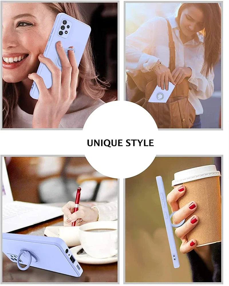 Armor Shock Cover with Magnetic Ring Holder for Samsung Galaxy S24 23 22 S21 S20FE Note 9 10 20 Ultra Plus Fall Proof Phone Case