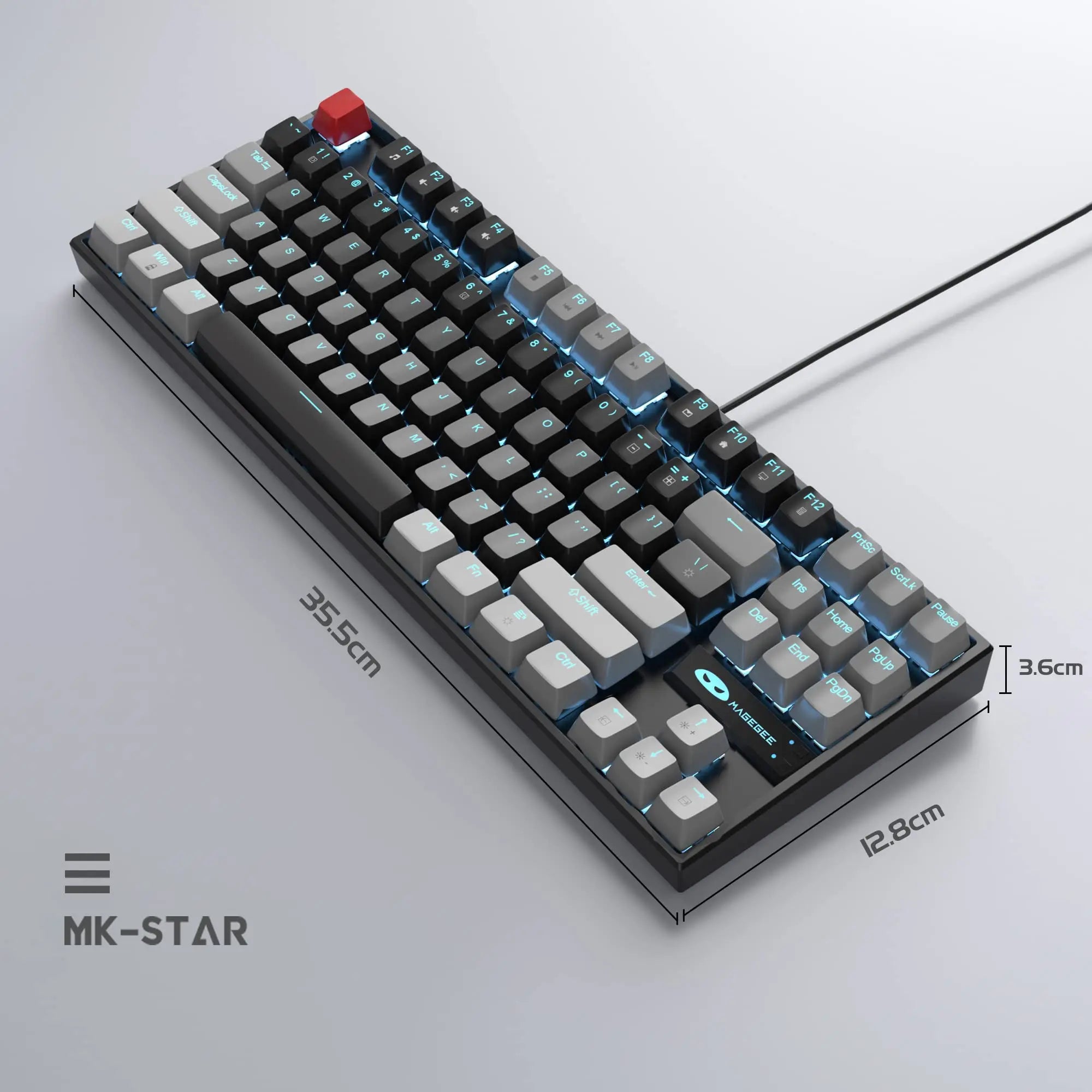 MageGee 75% Mechanical Gaming Keyboard with Blue/Red Switch, LED Blue Backlit 87 Keys Compact TKL Wired Keyboard for Windows PC