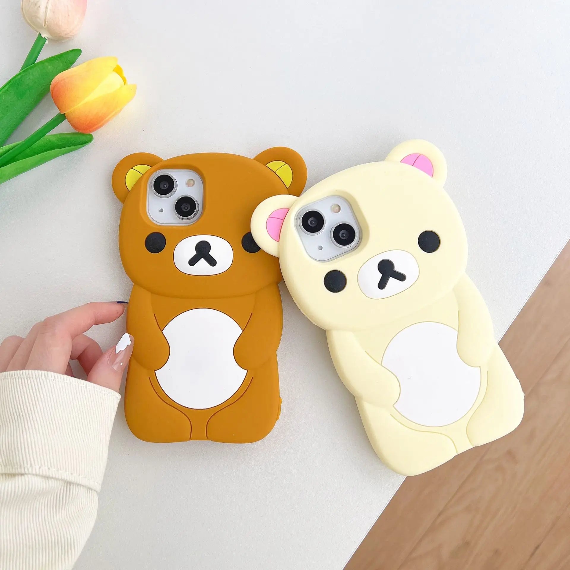 For iPhone 17 16 15 14 13 12 11 Pro Max Cute Bear Soft Silicone Cover Case