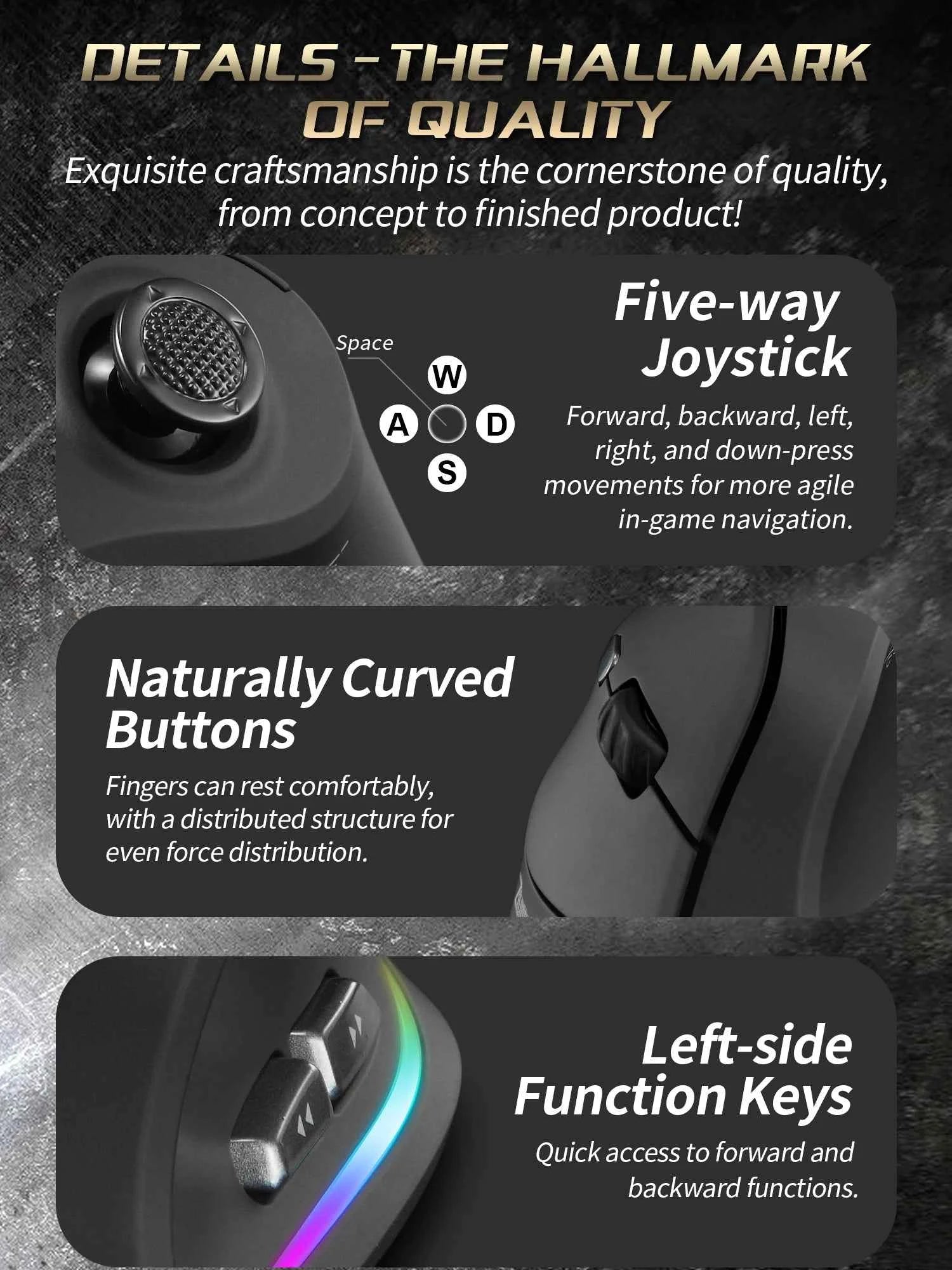ZELOTES F18 Vertical Ergonomic Mouse 2.4G Wireless Mouse Bluetooth 24000DPI with Programming Gaming Mouse for PC Computer Laptop