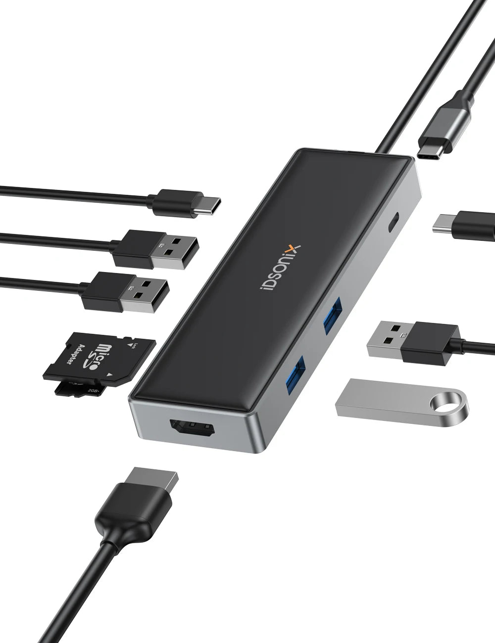 iDsonix Type C USB 3.0 HUB 15 in 1 Docking Station Multiport Adapter with HDMI 4K@60Hz PD100W Gigabit Ethernet SD/TF Card Reader