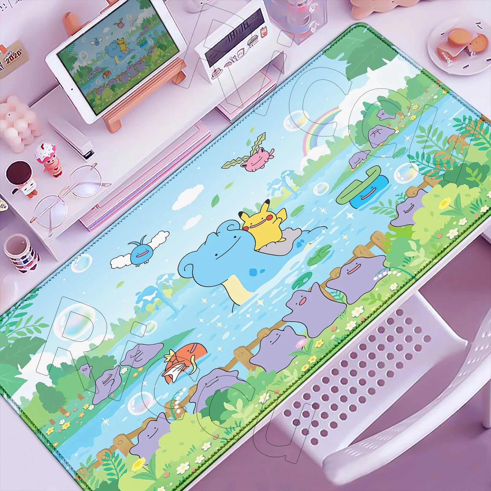 P-Pokemons Sylveon Eevee Mousepad Mouse Pad Large Gamer XXL Pc Keyboard Desk Mouse Mat Carpet Rubber Tapis Souris Gaming Notbook
