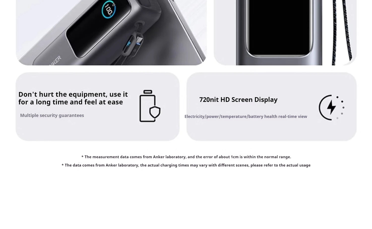 NEW Anker 165W Max Power Bank 25000mAh High Capacity Retractable Cables Fast Charge Mobile Phone Power Bank Gift Lightweight PC