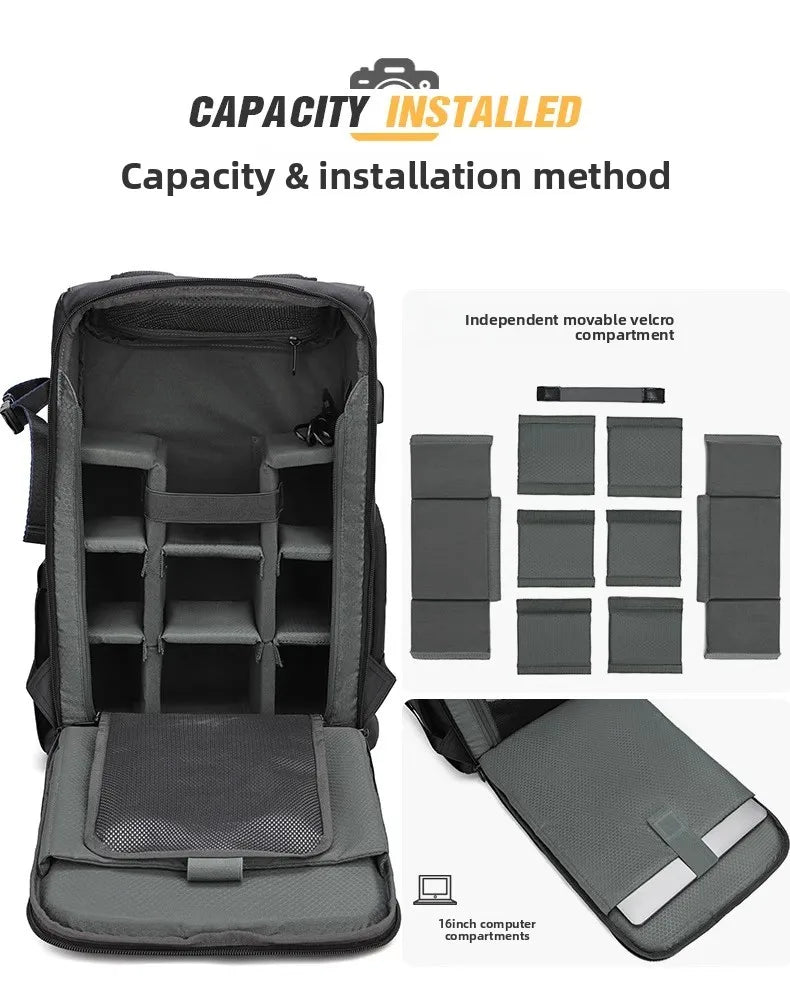 Camera bag - Large capacity double-shoulder photography bag - Camera backpack - Travel and outdoor photography bag