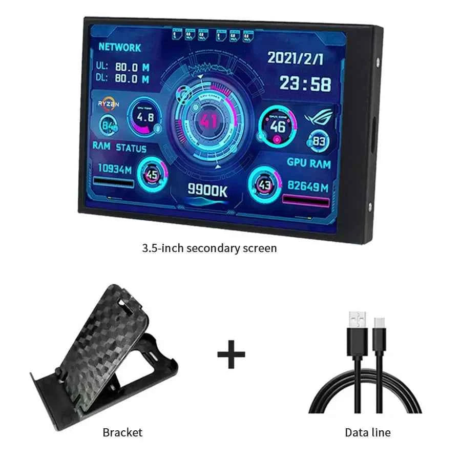 3.5-Inch USB Secondary Monitor – IPS, Type-C, Multi-Theme Display