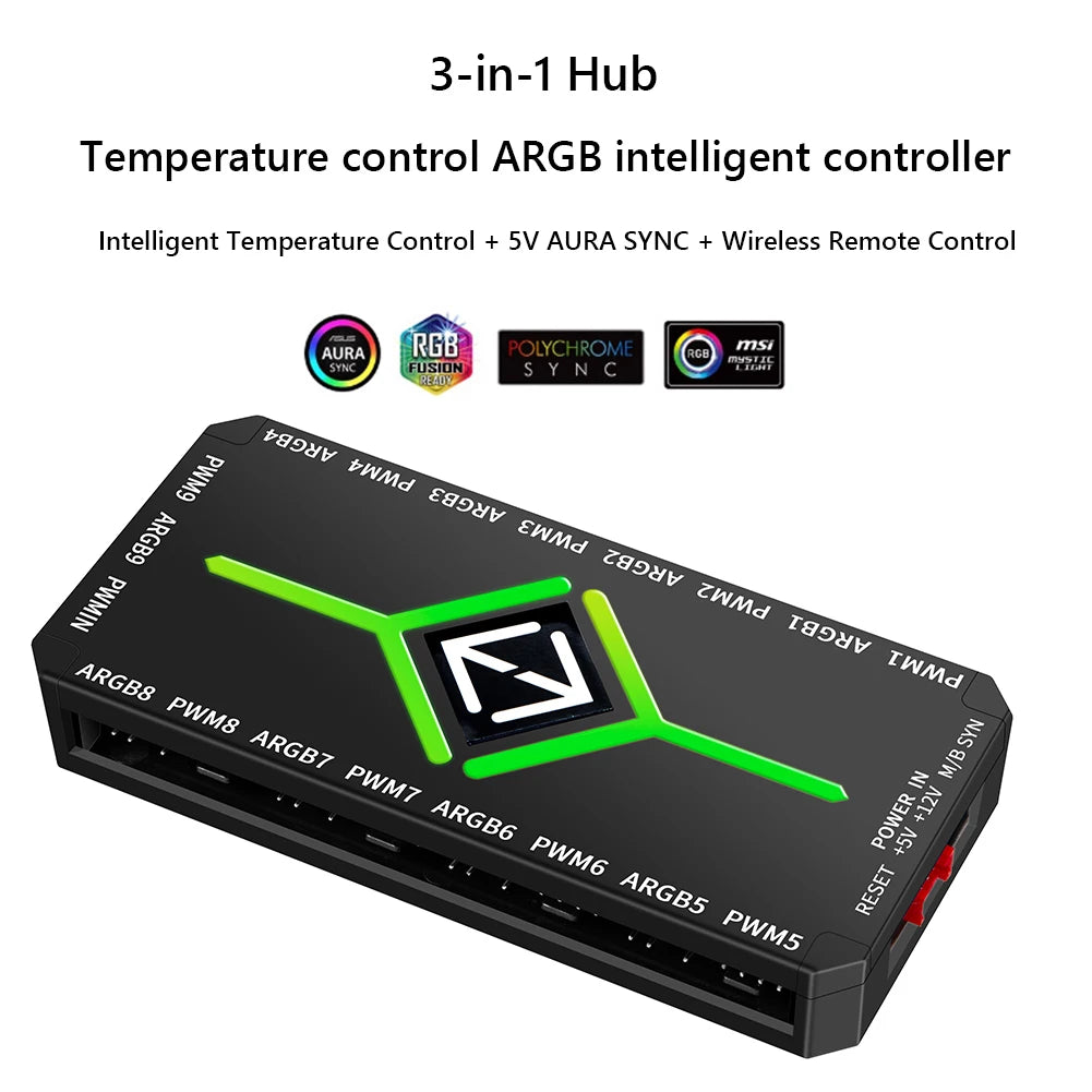 5V 3 Pin ARGB PWM Fan Hub Controller – 1 to 9 Ports