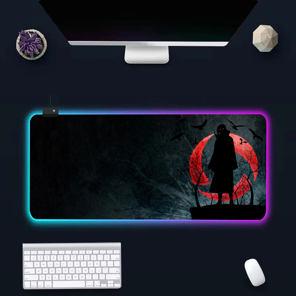 Anime N-narutos RGB Pc Gamer Keyboard Mouse Pad Mousepad LED Glowing Mouse Mats Rubber Gaming Computer Mausepad - WinSupport Tech