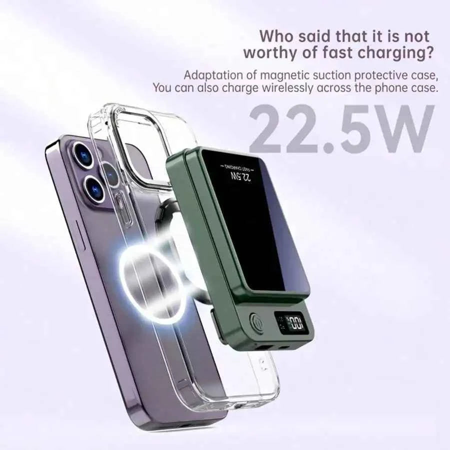 Portable Magnetic Charger 10000mAh, Wireless Power Bank With LED Display, USB-C PD Fast Charging, Travel Backup Battery For IPhone17 Series