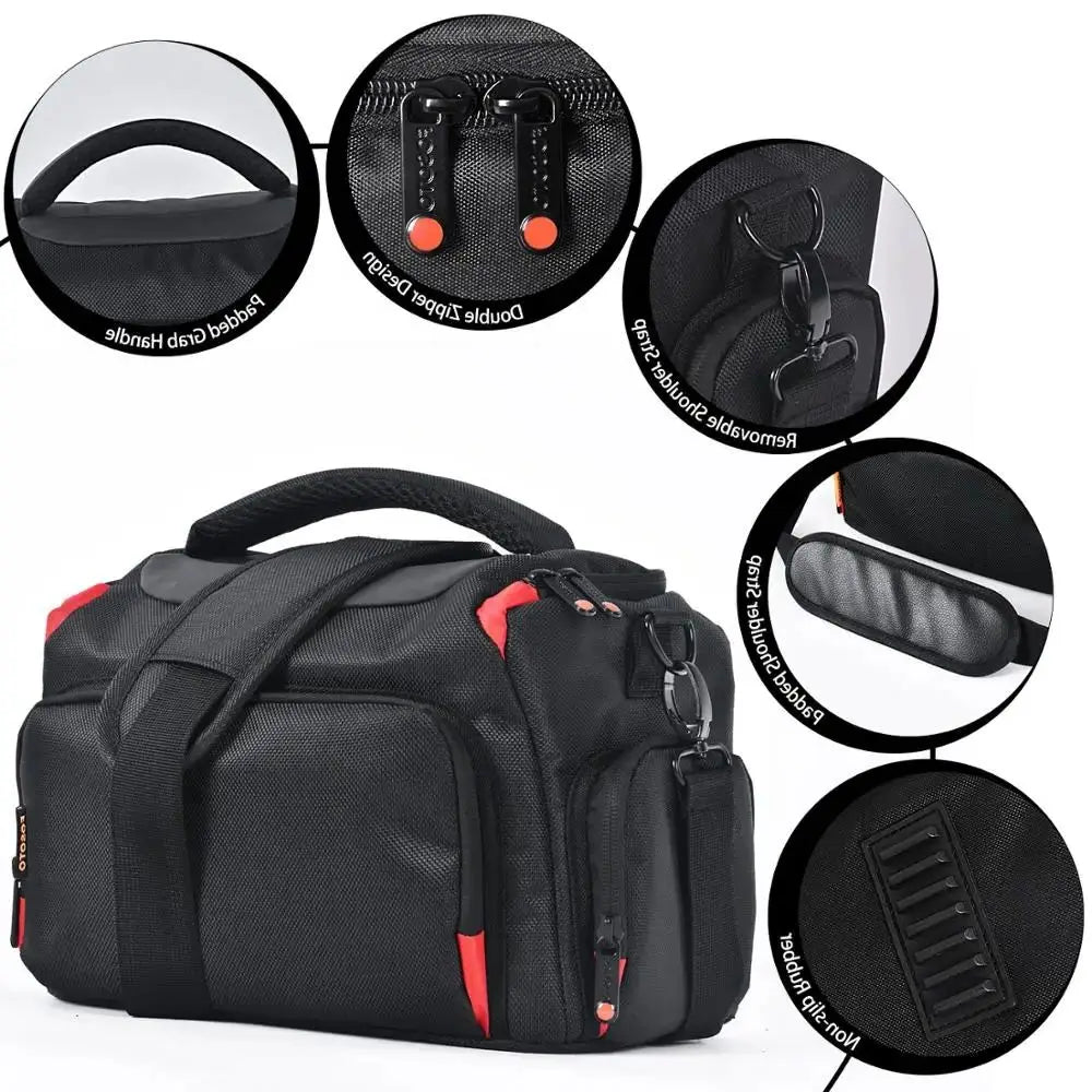 Fosoto Fashion Professional DSLR Camera Bag Waterproof Digital Shoulder Bag Video Camera Case For Sony Lens Canon Nikon Pouch