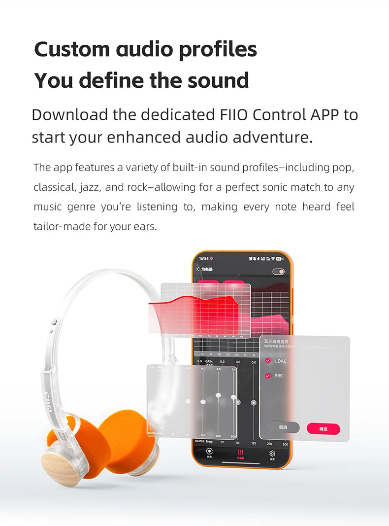 FIIO EH11 On-Ear Bluetooth Headphones, Powerful Bass & LDAC Hi-Res Audio, Lightweight Retro Design, 30H Battery, Dual Device & A