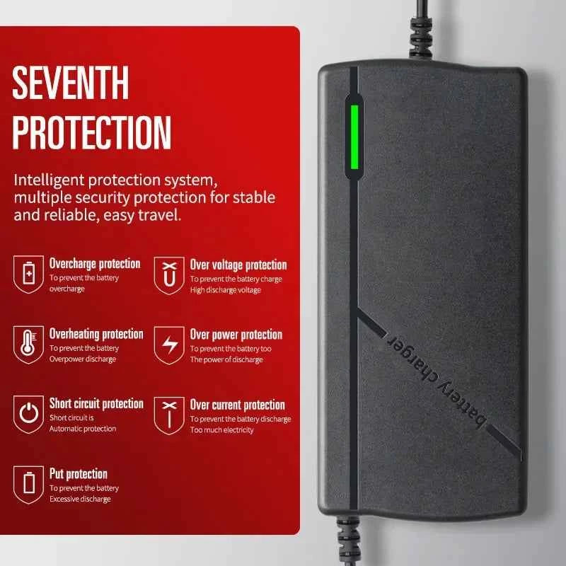 36V 48V Charger 2A 5A 10S 13S Lithium-ion Battery Pack Charger 42V 54.6V 5A Intelligent Fast Charging EU Plug With Cooling Fan