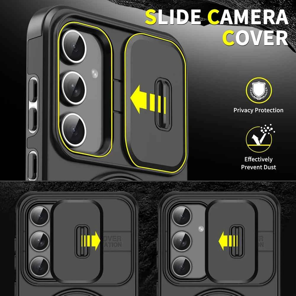 Case For Samsung Galaxy S26 S25 S24 S23 S22 S21 Ultra Plus S25 Edge S25FE S24FE Slide Camera Protect Magnetic holder Armor Cover