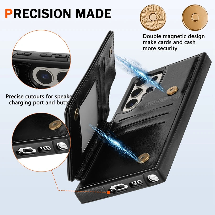 Wallet RFID Blocking Layer Protect Anti-Theft Magnetic Leather Case For Samsung Galaxy S26 Ultra S26 Plus S26 Cover