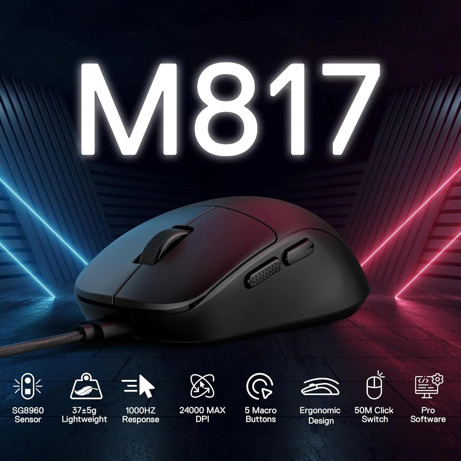 Redragon M817 Wired Gaming Mouse, 24000 DPI Optical Mice