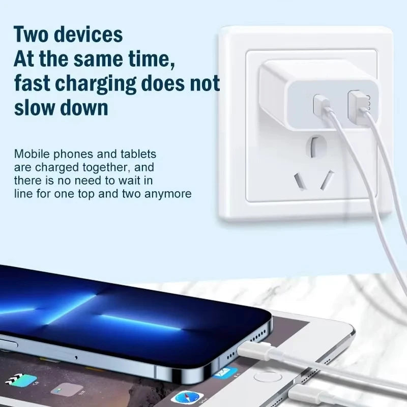 25W PD USB C Multi-Port Fast Charger For iPhone 11 12 13 Mini 14 Pro Max X XR XS Max 7 8 Plus Quick Charging PD Cable 1m 1.5m 2m