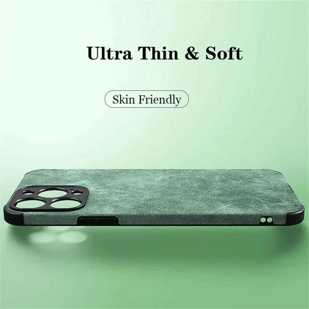 Luxury Shockproof Matte Lambskin Leather Case for iPhone 16 15 14 13 12 11 Pro X XR XS Max 7 8 Plus Soft Fabric Vintage Cover