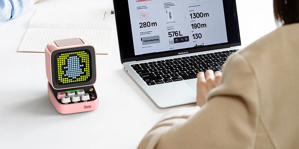 Divoom Ditoo-Pro Retro Pixel Art Bluetooth Portable Speaker Alarm Clock DIY LED Display Board, Cute Gift Home Light Decoration