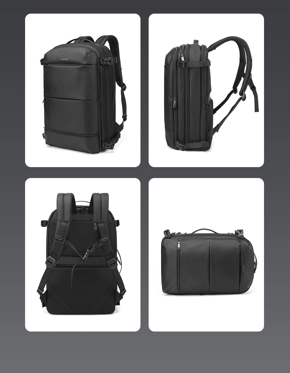 Tigernu Vacuum Compression Backpack Men Women Expandable Travel Backpacks Luggage With USB Large Capacity For 17 Laptop Back