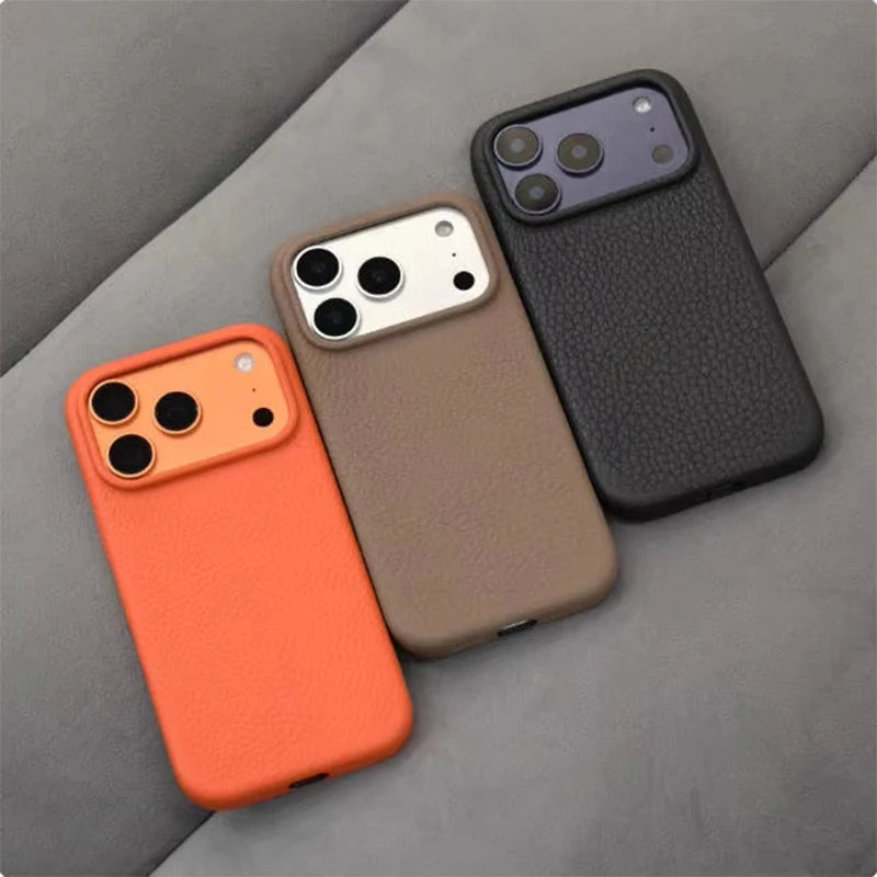 Luxury Leather Texture Phone Case for iPhone 17 pro Max/Air 16/15/14/13/12/11 plus pro Max - Shockproof Soft TPU Cover Shell