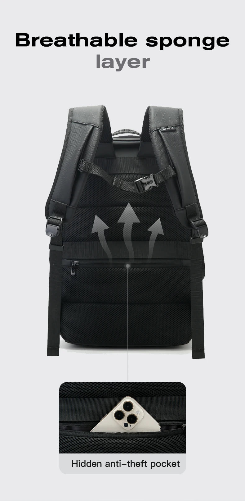 BANGE Simple Design Large Capacity Laptop Backpack Water Resistant Computer Backpack Fits 16 Inch Laptop Back Pack Bag for Male