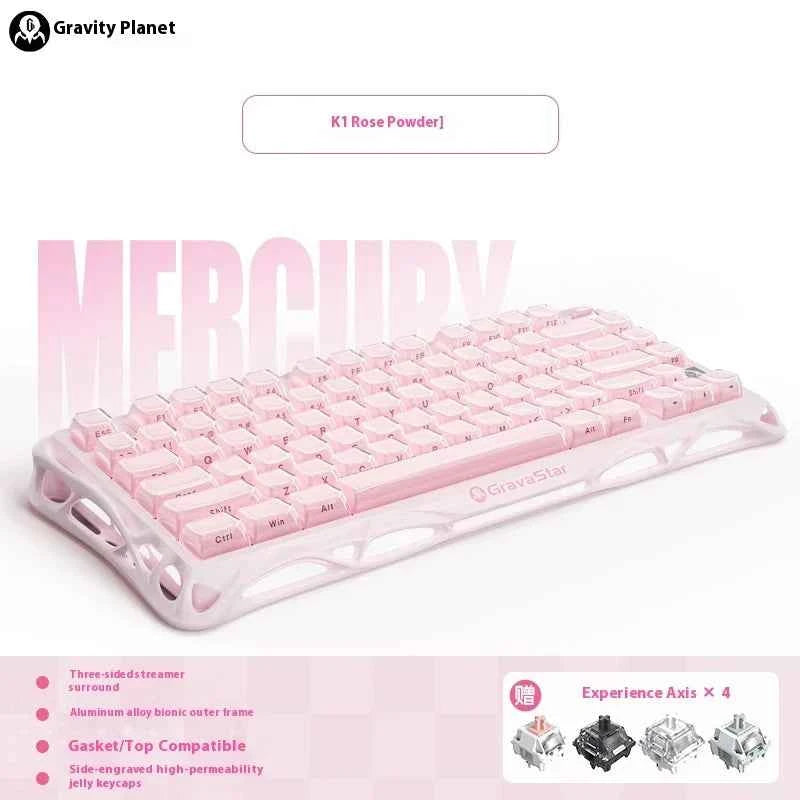 Gravastar K1 Bluetooth Wireless Mechanical Keyboard Aluminium Alloy Tri-Mode RGB E-sports Gaming Keyboard Custom PC Accessories