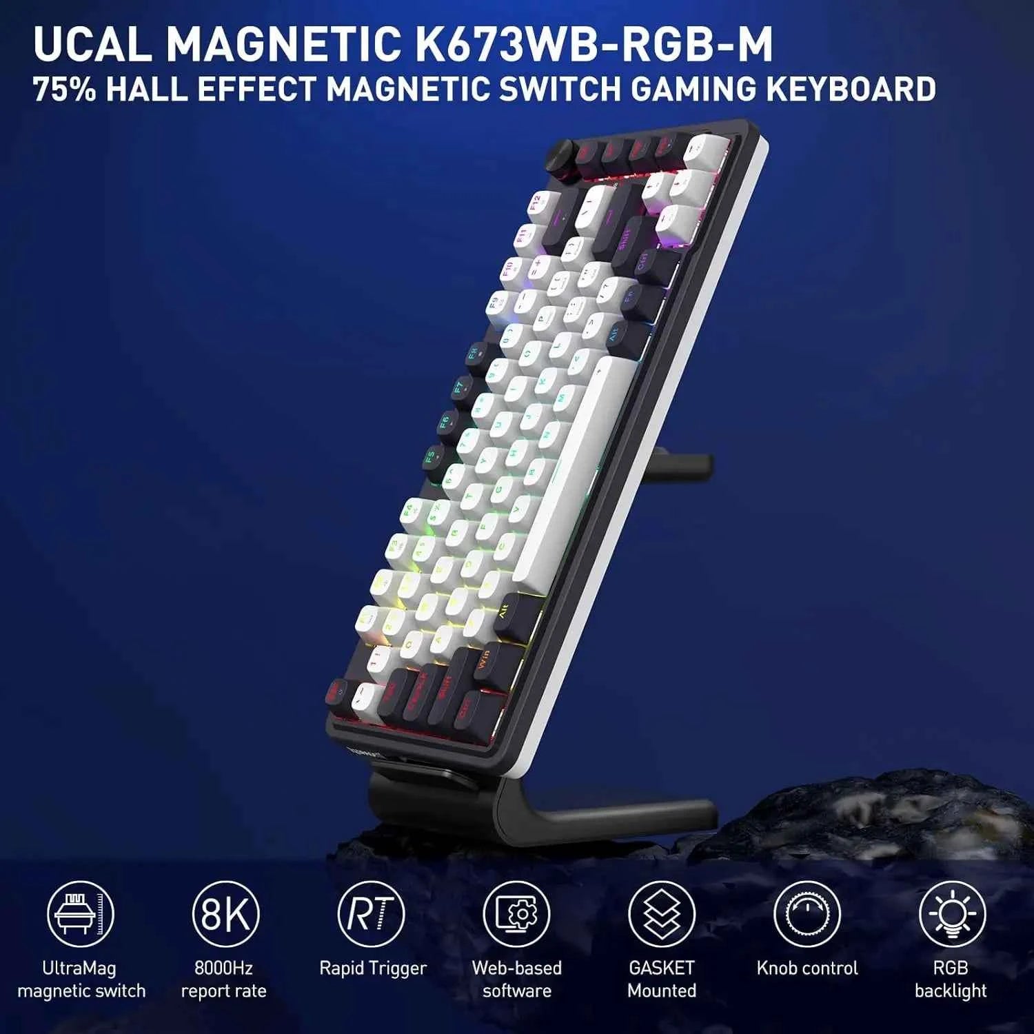 Redragon K673 HE Rapid Trigger Gaming Keyboard, 81 Keys 8K Wired Mechanical Keyboard w/Next-Gen UltraMag 100% POM Silky Magnetic