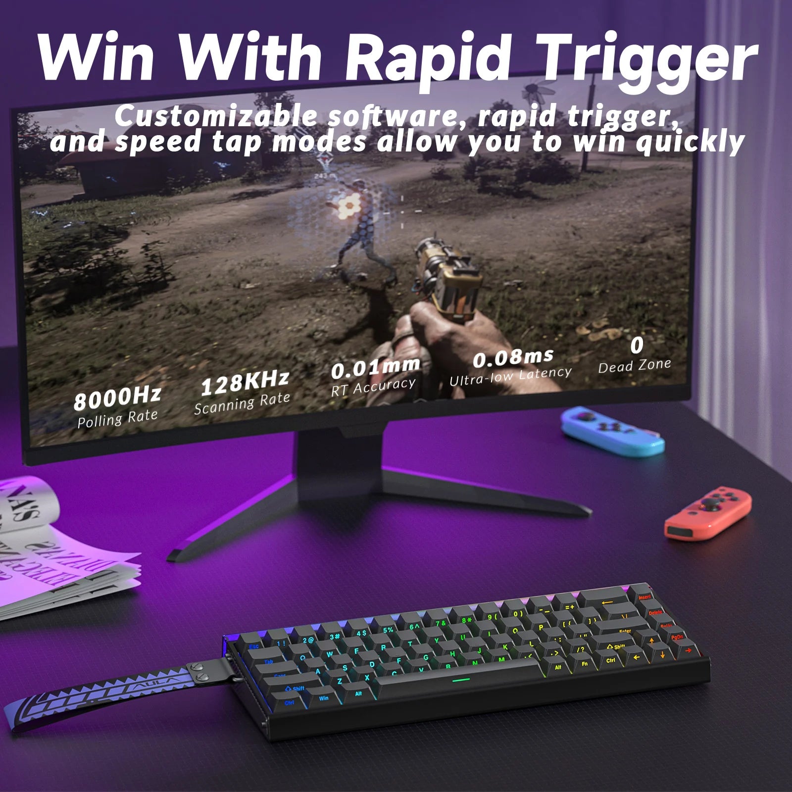 AULA HERO68HE Pro\Ultra Magnetic Gaming Keyboard 75% Magnetic Switch Keyboard Rapid Trigger for Esports PBT High Quality Keycaps