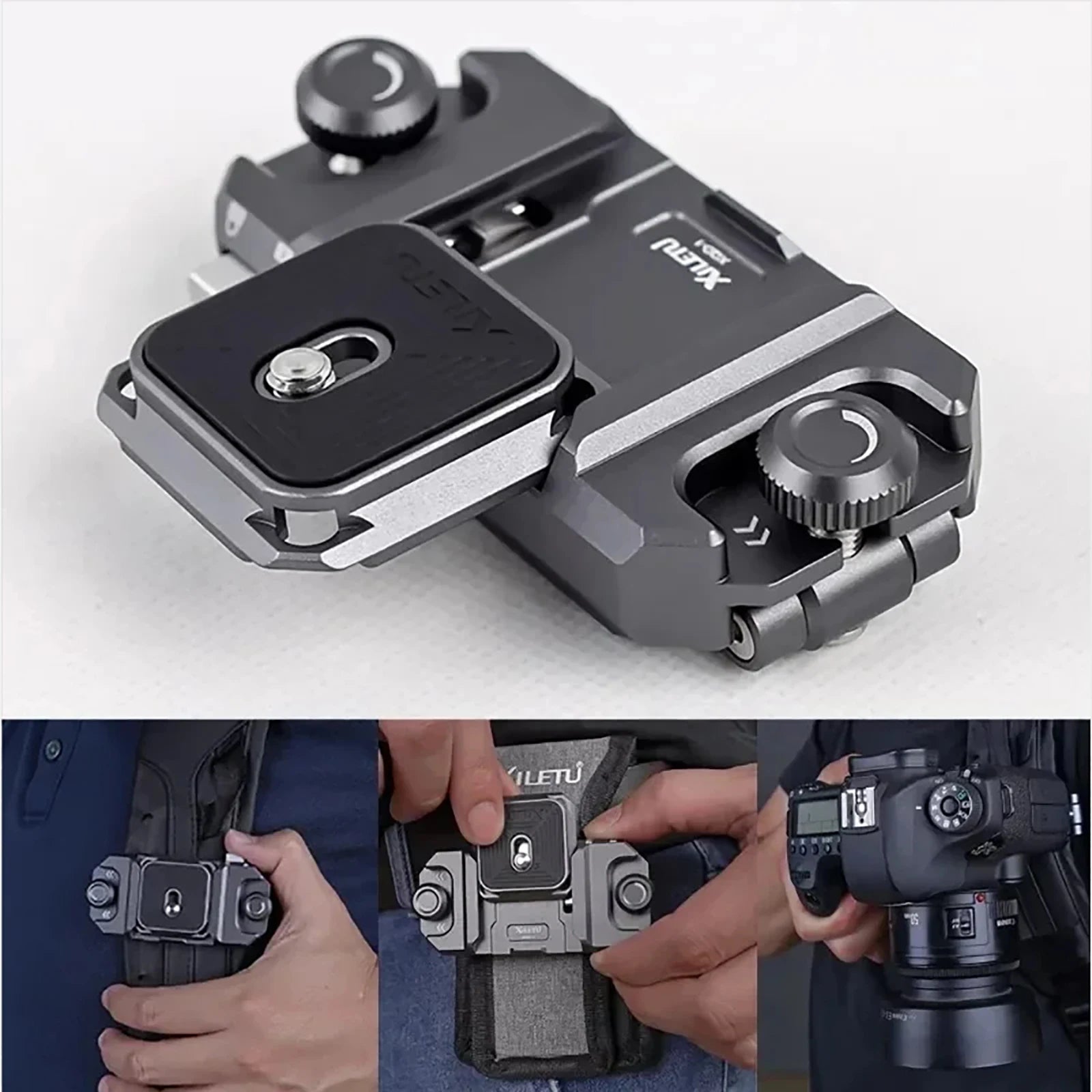 Backpack Quick Release Plate Clip Camera Quick Switch Tripod Slider Installation Adapter Camera Clip w/ Arca Swiss for Backpack